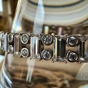 Elegant Silver Tennis CZ Bracelet - 8”